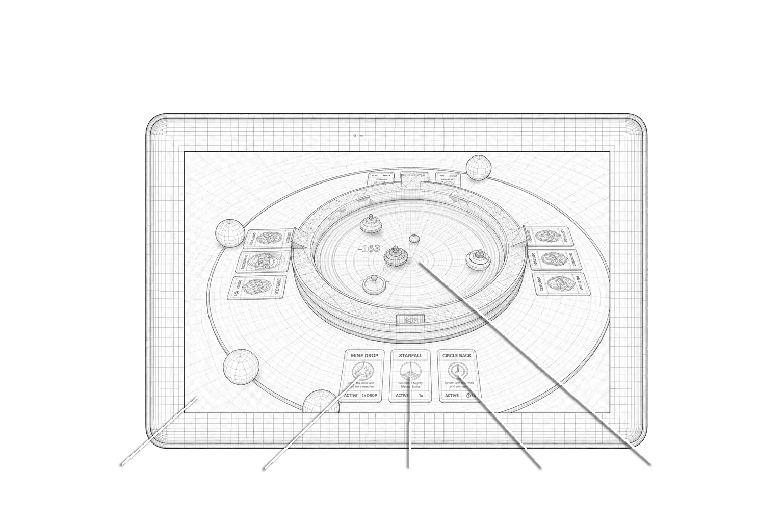 BattleDeck touch screen controls for the Battle Arena on a tablet